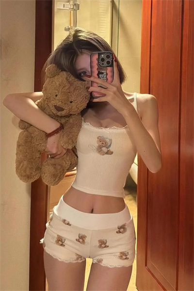 Kawaii Cute Bears Alt Üst Şort Takım