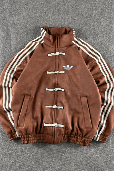 Kiremit Üç Şeritli Y2K Unisex Chinese Ceket