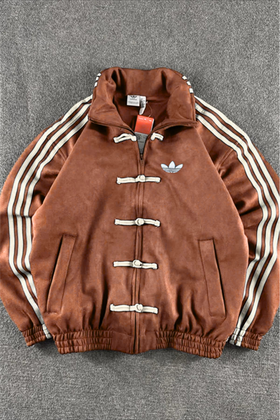 Kiremit Üç Şeritli Y2K Unisex Chinese Ceket