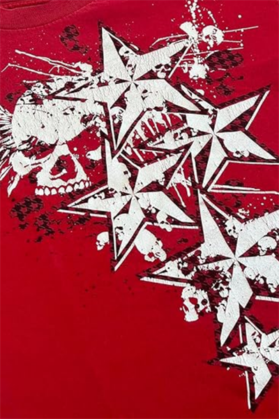 Kırmızı Cyber Grunge Vintage Star T-shirt