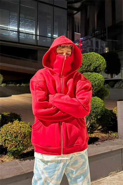 Kırmızı Kar Maskeli Unisex Ninja Ceket