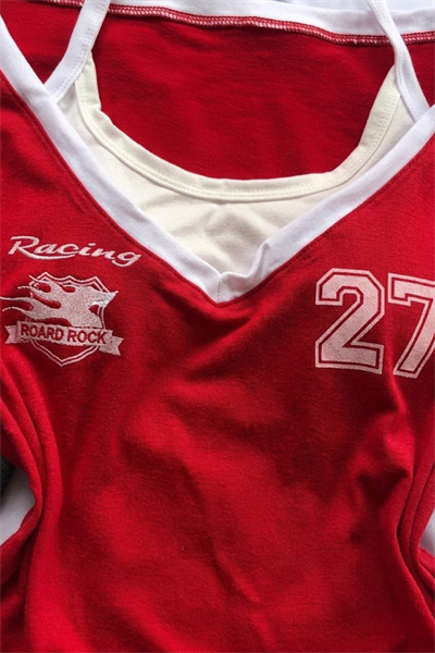 Kırmızı Racing 27 Number Ek Askılı Y2K Kısa Kollu Crop