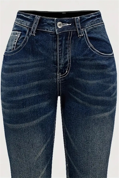 Lacivert Buttefly Detaylı İspanyol Paça Y2K Pantolon