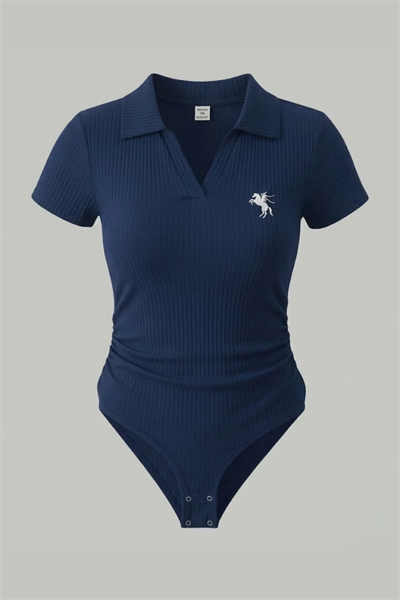 Lacivert Polo Yaka Fitilli Likralı Premium Zıbın