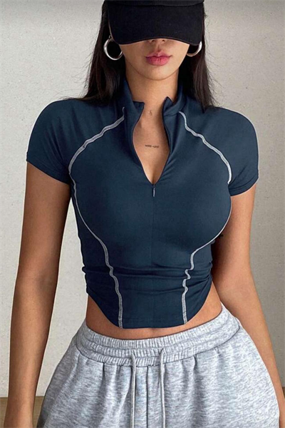 Lacivert Spark Zipper Sports Blouse