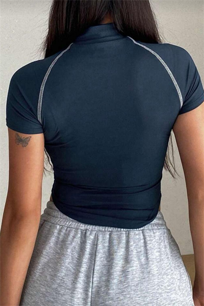 Lacivert Spark Zipper Sports Blouse