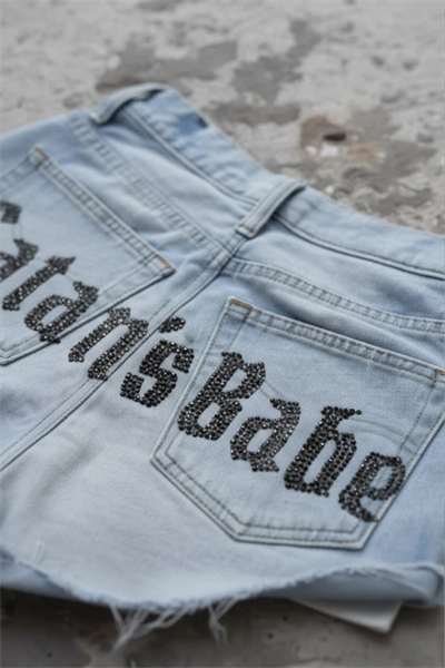 Mavi Satans Babe Taşlı Y2K Mini Şort