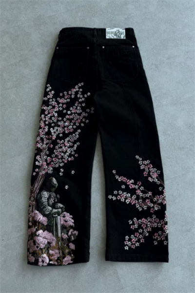Siyah Sakura Knight Unisex Baggy Jean