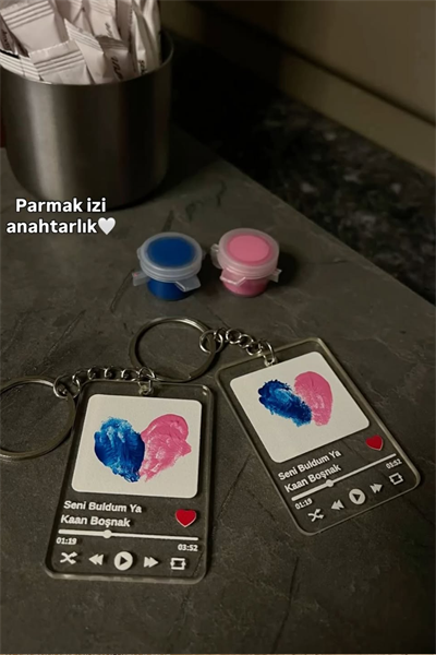 Parmak İzi Anahtarlık - Arkadaş ve Sevgili Hediyesi