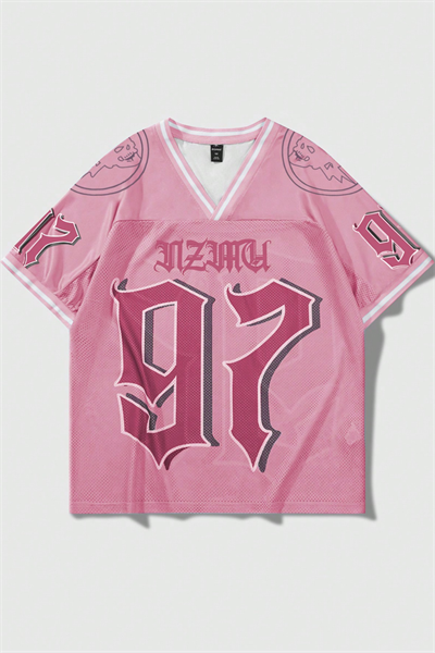 Pembe 97 Number V Yaka Unisex Forma