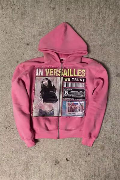 Pembe In Versailles Harajuku Y2K Unisex Kapüşonlu Unisex Hırka