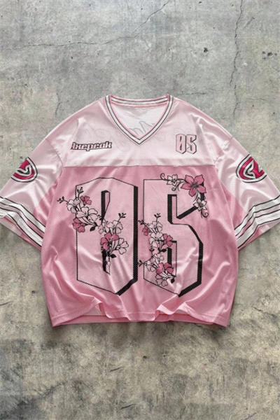 Pembe Sakura x Los Angeles 05 V Yaka Unisex Forma