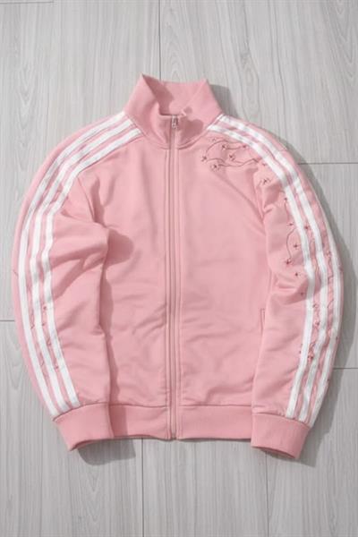 Pembe Üç Şeritli Sakura Ağacı Y2K Unisex Hırka