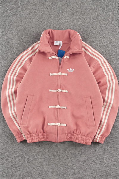 Pembe Üç Şeritli Y2K Unisex Chinese Ceket