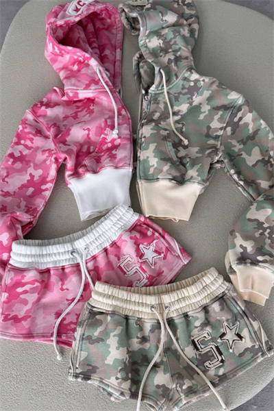Pink Fivestar Camo Baggy Şort Takım (3 iplik)