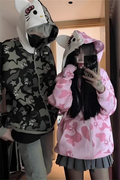 Pink Sanrio Kawaii Cat Hello Kitty Detail Hırka