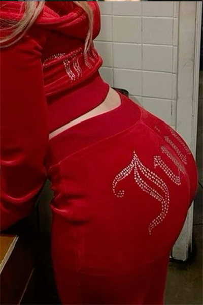 Red Juicy Kadife Y2K Tracksuit