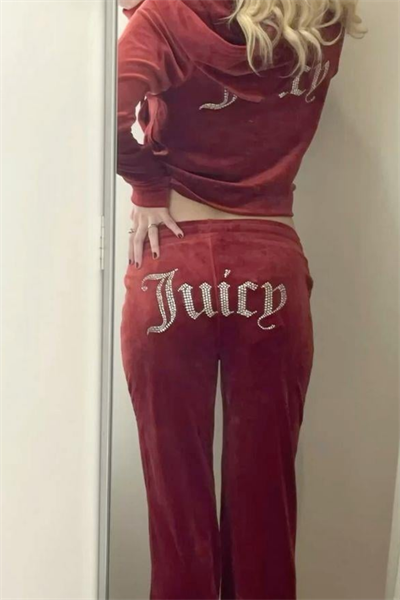 Red Juicy Kadife Y2K Tracksuit