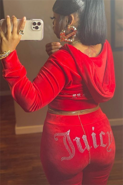Red Juicy Kadife Y2K Tracksuit