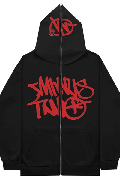 Red Minus Two Detail Fermuarlı Unisex Oversize Ful Zip Ceket