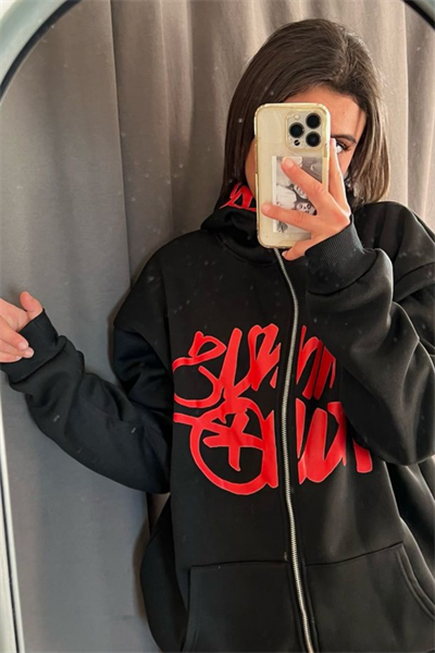 Red Minus Two Detail Fermuarlı Unisex Oversize Ful Zip Ceket