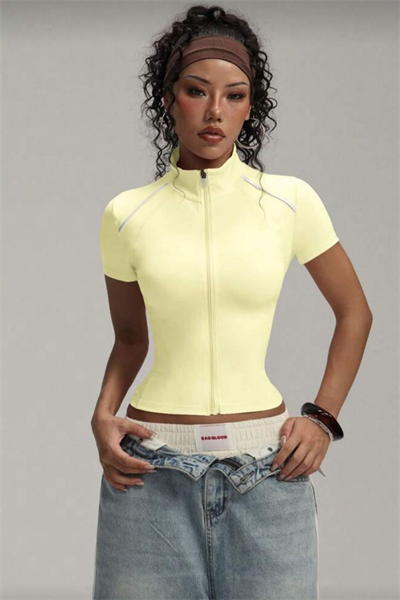 Sarı Tommy Zipper Sports Blouse