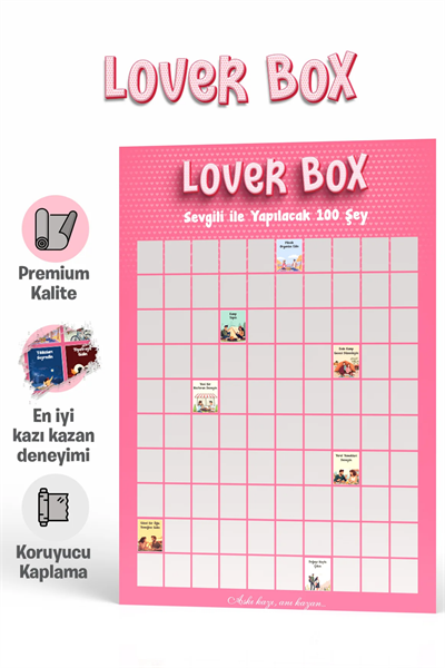 Sevgiliyle Yapılacak 100 Şey | Kazı Kazan Poster | Lover Box