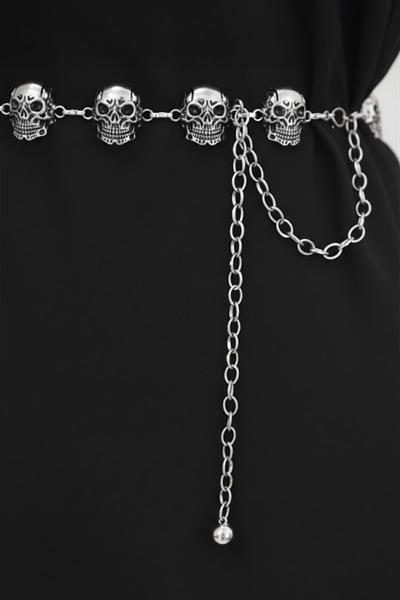Silver Kuru kafalı Gotik Bel Zinciri