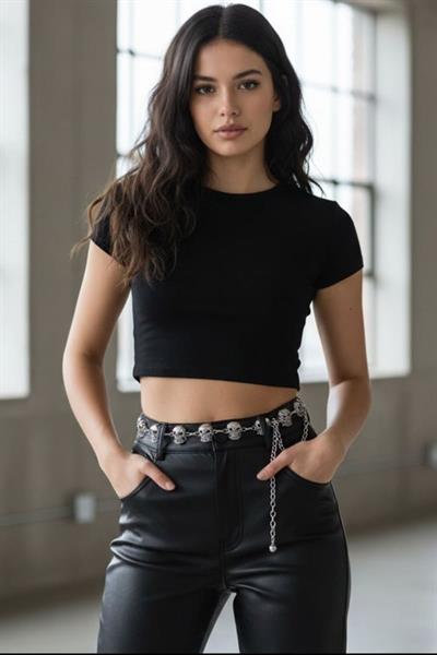 Silver Kuru kafalı Gotik Bel Zinciri