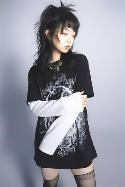 Siyah Abstract Pattern Beyaz Kollu Uzun Kollu Unisex Sweatshirt