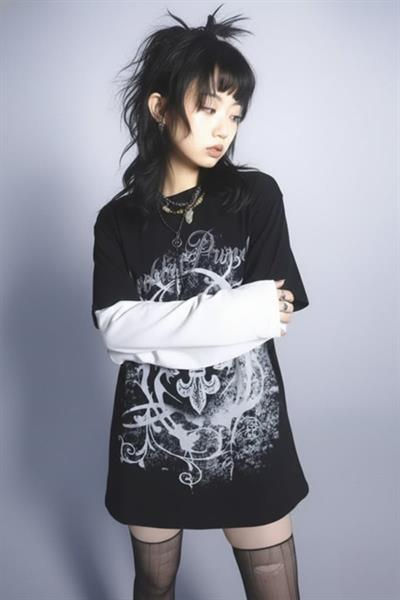 Siyah Abstract Pattern Beyaz Kollu Uzun Kollu Unisex Sweatshirt