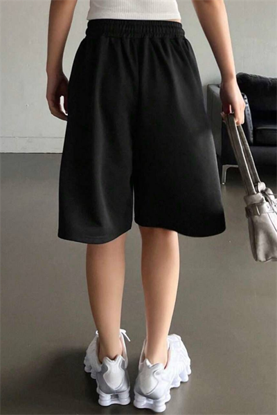 Siyah Elas Basic Carpi Short