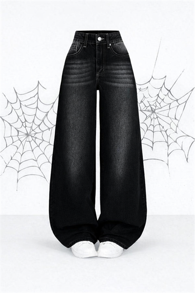 Siyah Extra Salaş Tint Yıkamalı Siyah Jean