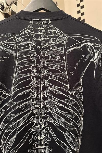 Siyah Gotik Anatomik İskelet Grunge Y2K Unisex T-Shirt