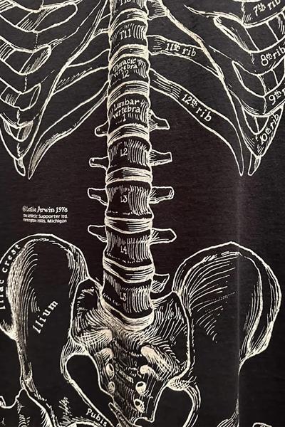 Siyah Gotik Anatomik İskelet Grunge Y2K Unisex T-Shirt