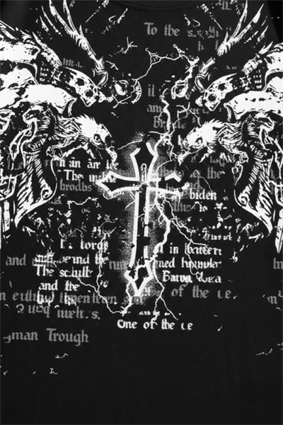 Siyah Gotik Cross Eagle Y2K Unisex T-Shirt