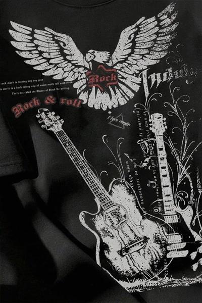 Siyah Rock&Roll Guitar Y2K Unisex T-shirt