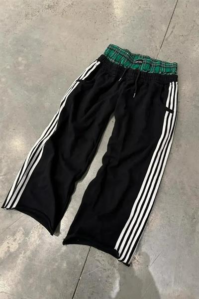 Siyah Şeritli Fake Boxer Eşofman