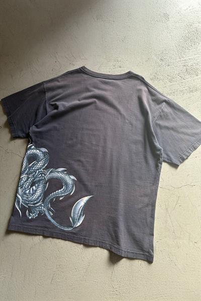 Siyah Silver Dragon Grafitti Harajuku Y2K Unisex T-Shirt
