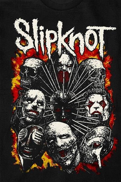 Siyah Slipknot Members Gotik Y2K Unisex T-shirt