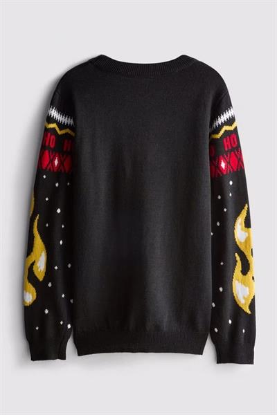 Siyah Stranger Things Hellfire Club Christmas HO! HO! HO! Oversize Unsiex Kazak