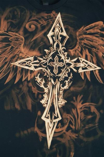 Siyah Vintage Aesthetic Winged Cross Y2K Unisex T-Shirt