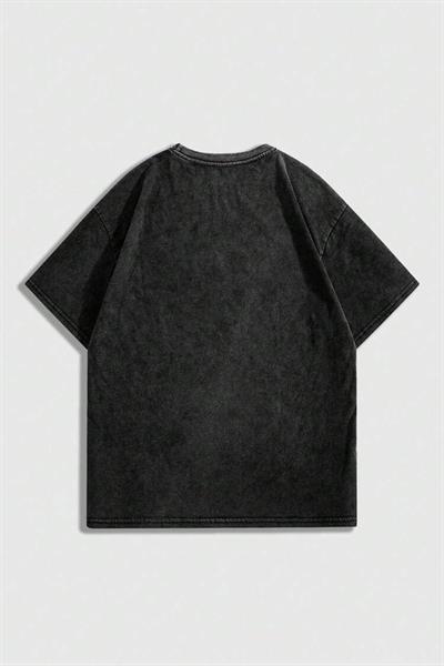 Siyah Yıkamalı The Cure Cat Y2K Unisex T-Shirt