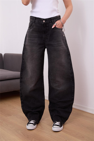 Tint Siyah Skater Paça Yüksek Bel Pantolon