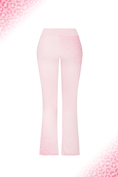 Vintage Pembe Leopar İspanyol Paça Slim Eşofman