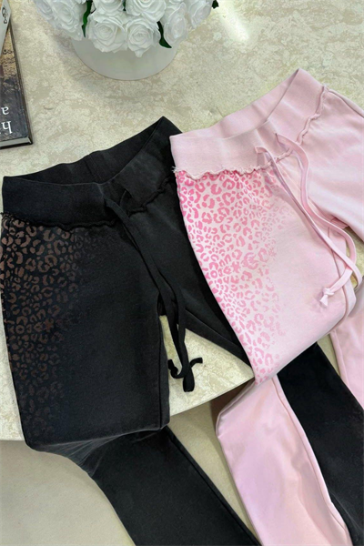 Vintage Pembe Leopar İspanyol Paça Slim Eşofman