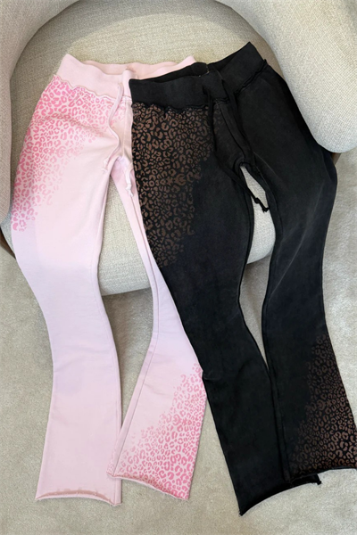 Vintage Pembe Leopar İspanyol Paça Slim Eşofman