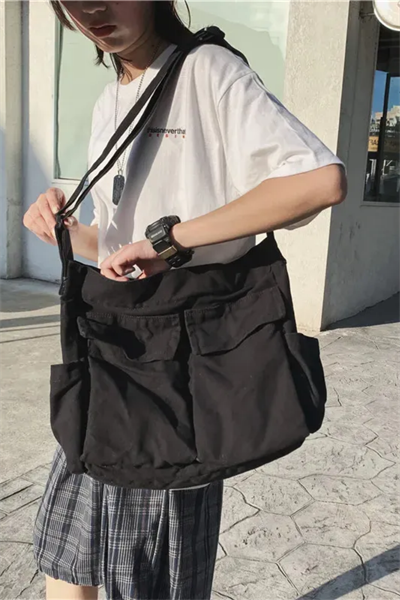 Vintage Unisex Kargo Cep Iç Hacmi Geniş Haki Siyah Postacı Çanta