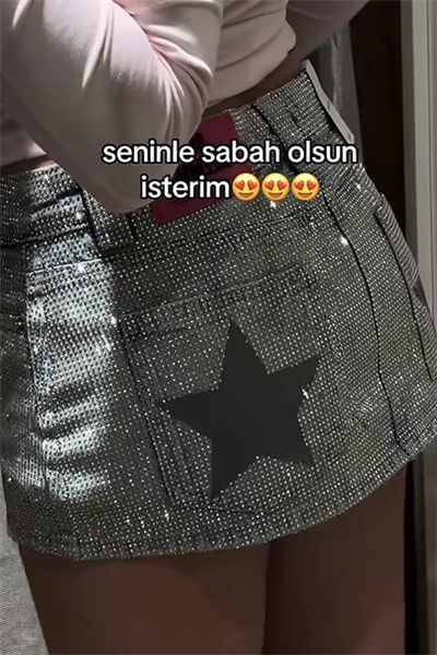 Viral Star Shine Şortlu Kot Etek