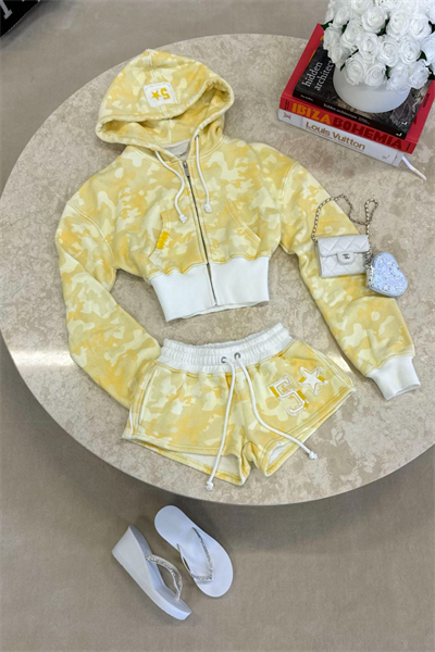 Yellow Fivestar Camo Baggy Şort Takım (3 iplik)